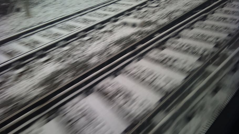 train, pathways, snow, trains, train tracks, horizon, traveling HD wallpaper