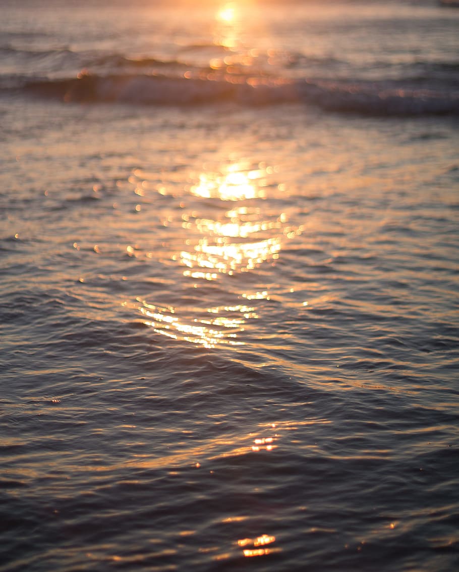 ocean, light, fire, waves, sunset, water, sky, scenics - nature HD wallpaper