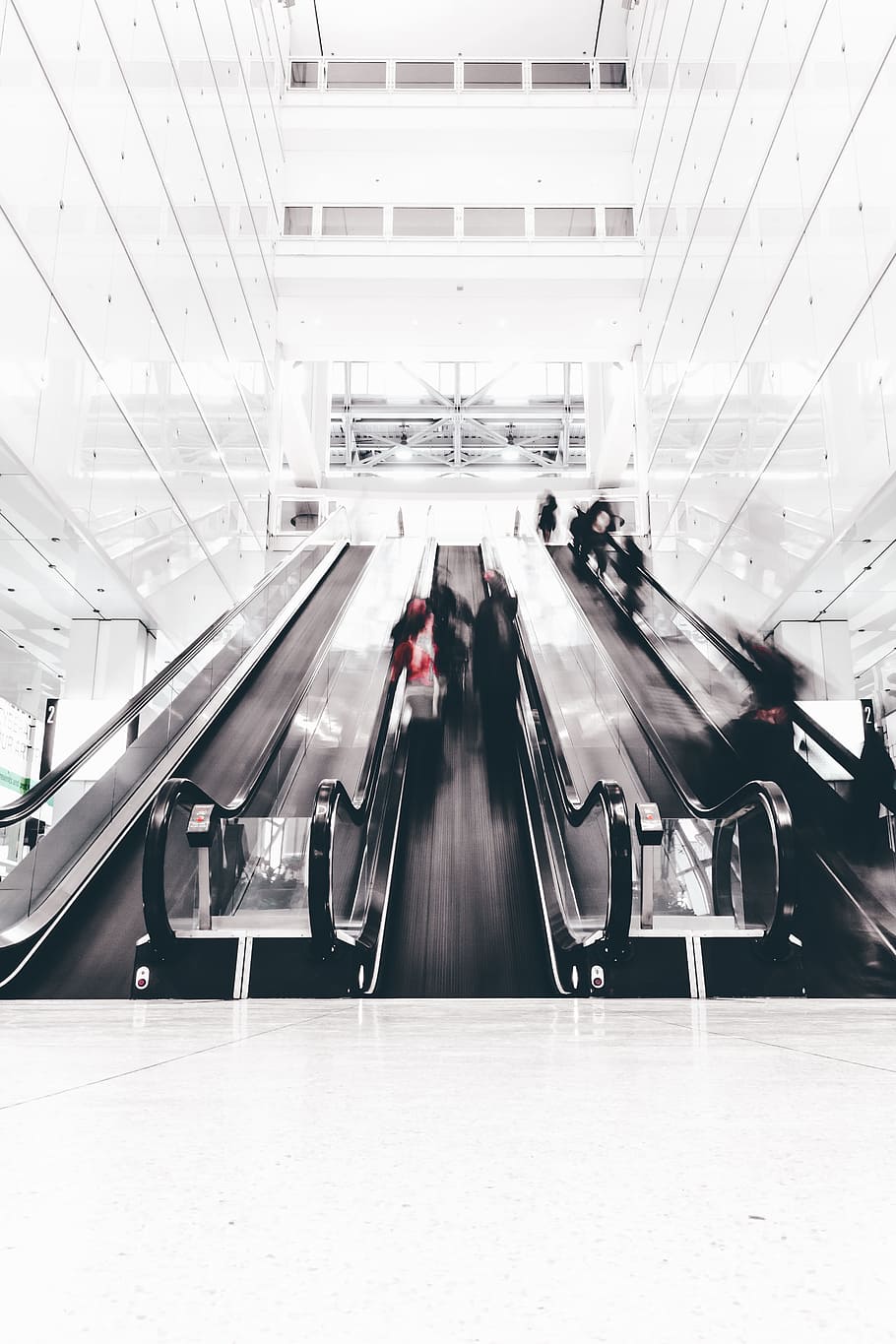 time-lapse photography person on esclator, turn on escelator HD wallpaper