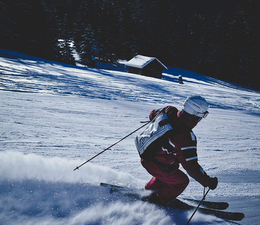 man snow skiing during daytime, winter, white, cold, weather HD wallpaper