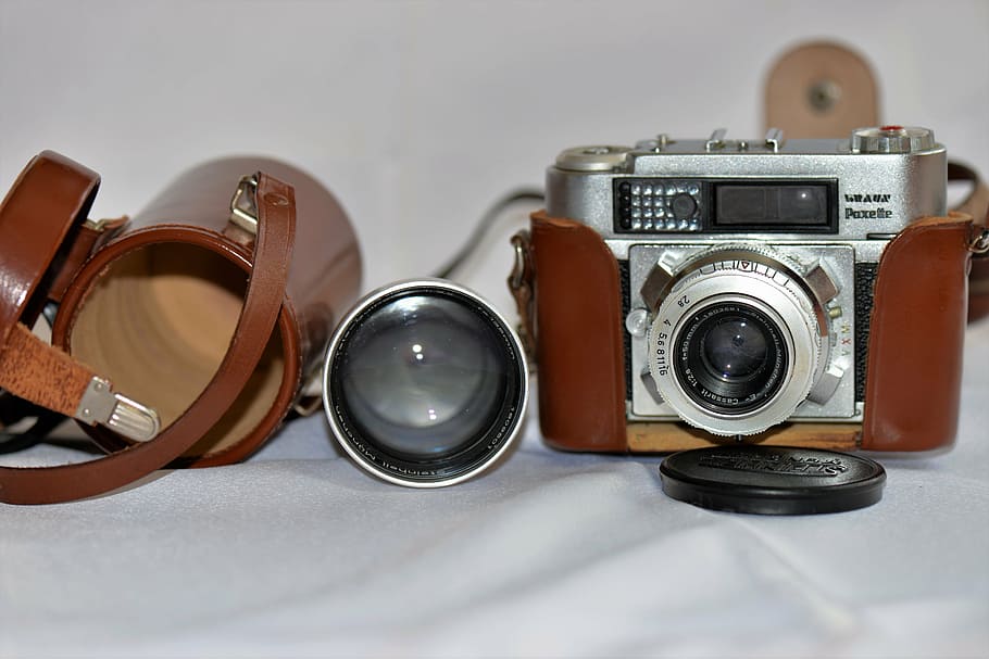photo camera, lens, old, analog camera, nostalgia, close-up HD wallpaper