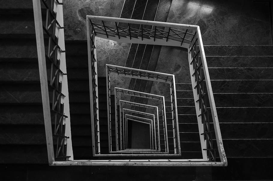 step, architecture, building, monochrome, staircase, steps and staircases HD wallpaper