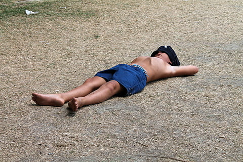 boy sleeping on soil covering his face during daytime, Rest HD wallpaper