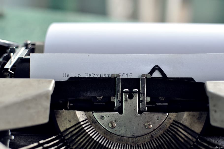 paper on typewriter showing Hello February 2016 text, Hello February 2016 typed on white printer paper on typewriter HD wallpaper