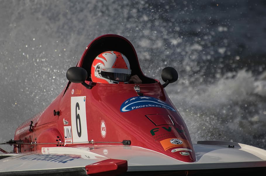 person riding vehicle, powerboat, racing boat, motor boat race, HD wallpaper