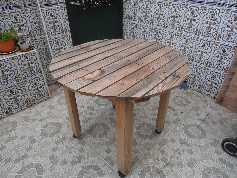 Table, Pallets, Wood, chair, no people, indoors, day, seat HD wallpaper