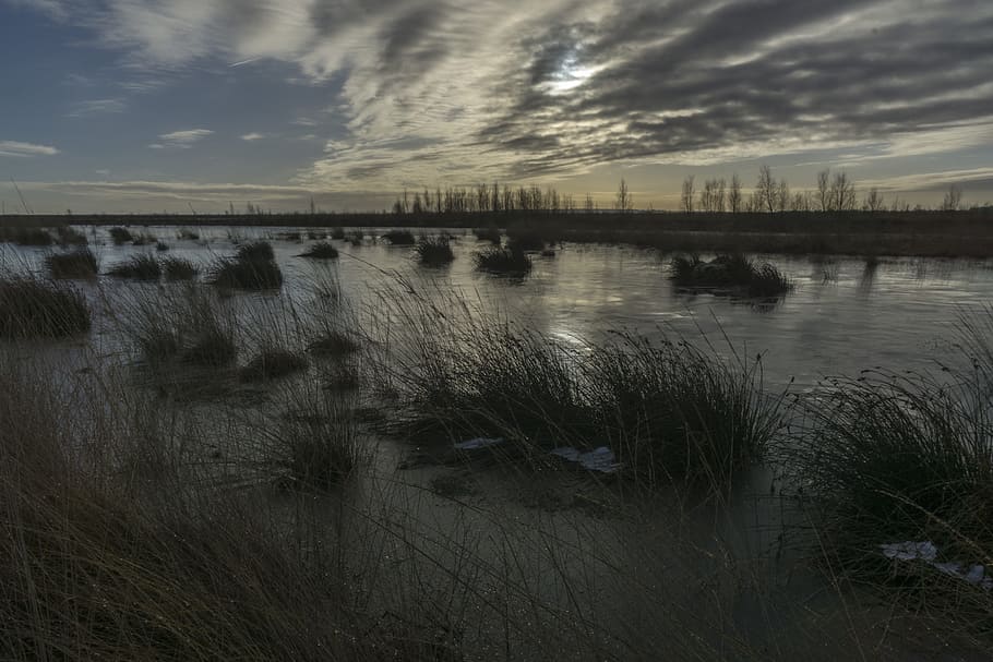 waters, reflection, panorama, landscape, moor, moorland, mystical HD wallpaper