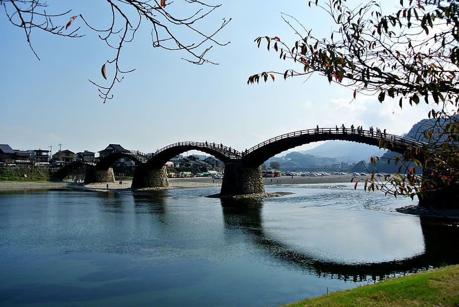 Kintaikyo, Bridge, Japan, no people, water, day, nature, outdoors HD wallpaper