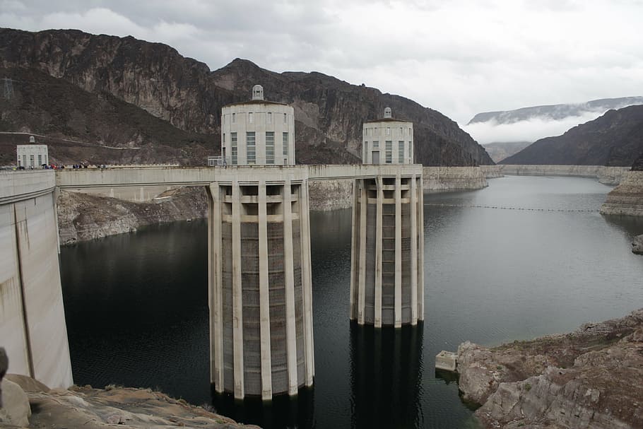 people standing at dame during daytime, hoover dam, nevada, power