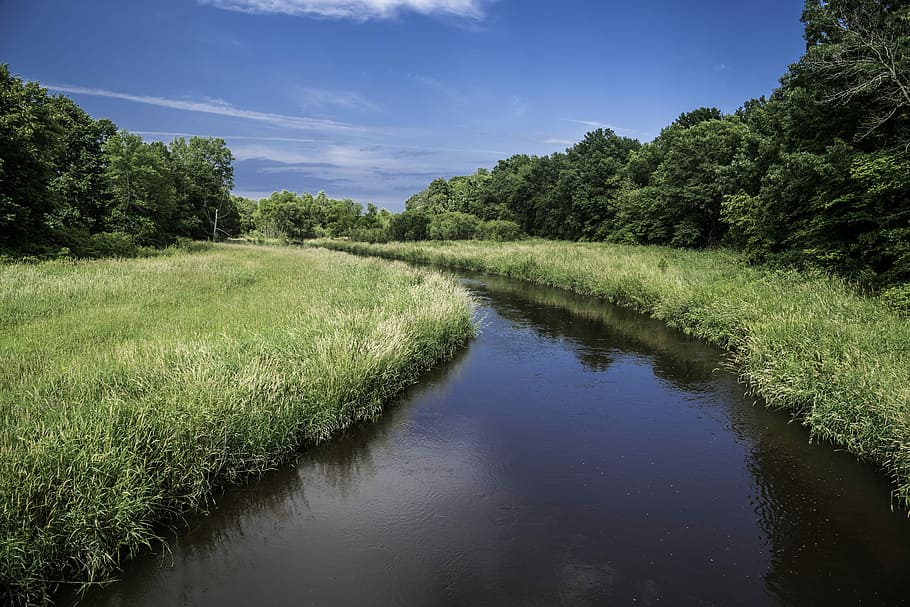 River flowing across Camrock County Park, grass, landscape, landscapes, HD wallpaper
