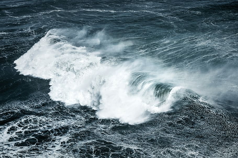 ocean waves, landscape photography of waving sea, surf, blue HD wallpaper