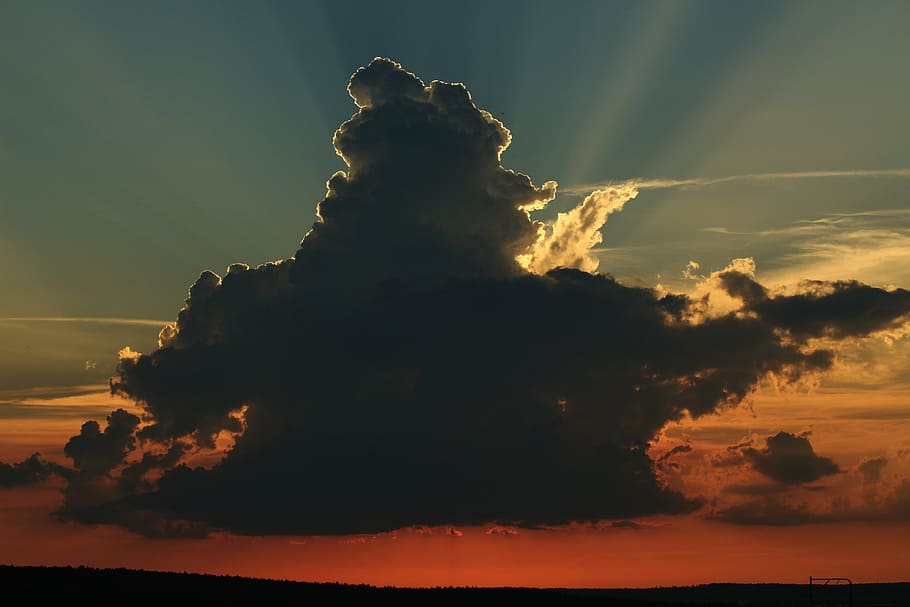 thundercloud, back light, threatening, gloomy, dark, clouds HD wallpaper