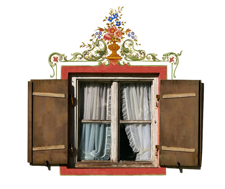 opened brown and red wooden 2-door cabinet, home, window, ornament HD wallpaper
