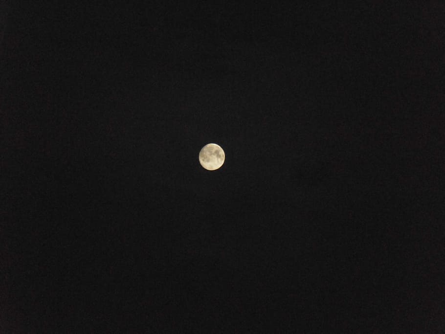 Luna, Nero, Yellow, Night, Sky, full moon, copy space, astronomy HD wallpaper