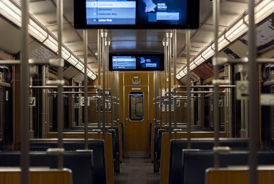 Siting alone in the subway, empty train seats, bus, carriage HD wallpaper