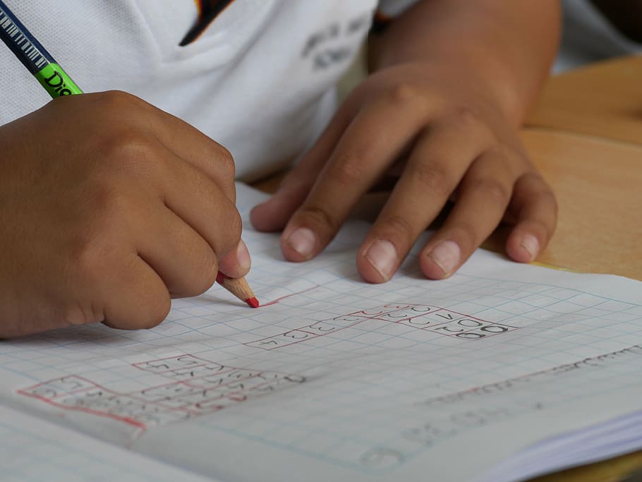 person wearing white shirt writing down, i am a student, learning HD wallpaper