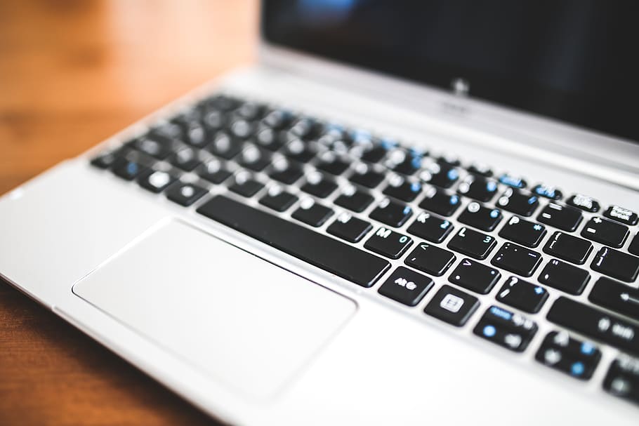 silver laptop computer turned off, technology, keyboard, close up HD wallpaper