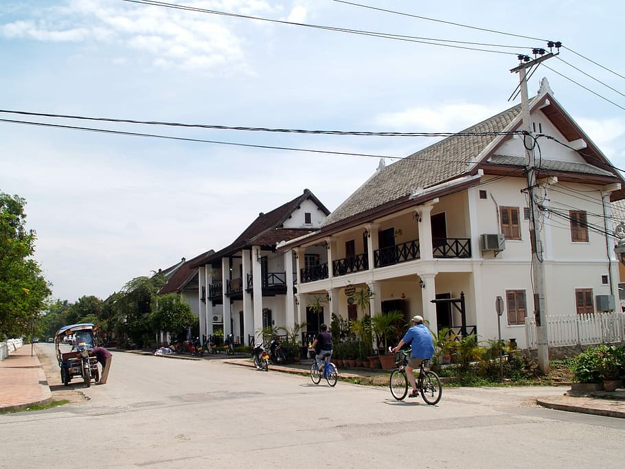 Luang Prabang, Laos, Town, Asia, phabang, city, bicycle, cycling, HD wallpaper