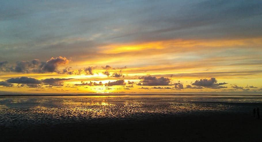 Sunset, Seascape, Evening, Horizon, sky, coast, scenic, nature HD wallpaper