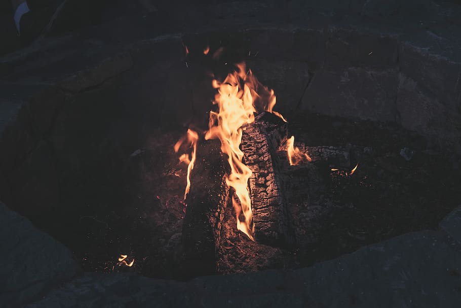 bonfire, bonfire at night, campfire, flame, fire pit, burning, HD wallpaper