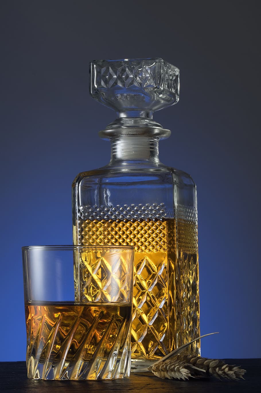 Close Up of Electric Lamp Against Blue Background, alcohol, bottle HD wallpaper