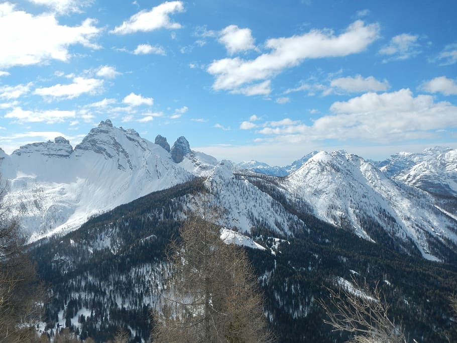 Mountain, Snow, Winter, sky, mountains, the snow, landscape HD wallpaper