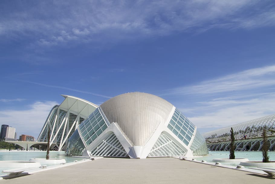 Opera House, white and gray dome structure, City of Arts and Sciences HD wallpaper