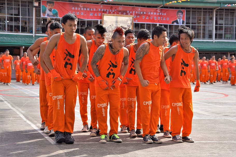 filipino prisoners, dance, dancing, routine, performing, public HD wallpaper