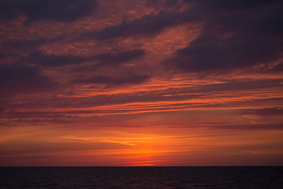 sunset, himmel, sky, summer, horizon, nature, twilight, water HD wallpaper