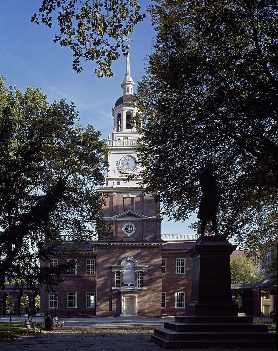 independence hall, steeple, tower, historic, architecture, philadelphia, HD wallpaper