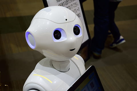 white robot near white printer paper, Japan, Mall, Robotic HD wallpaper
