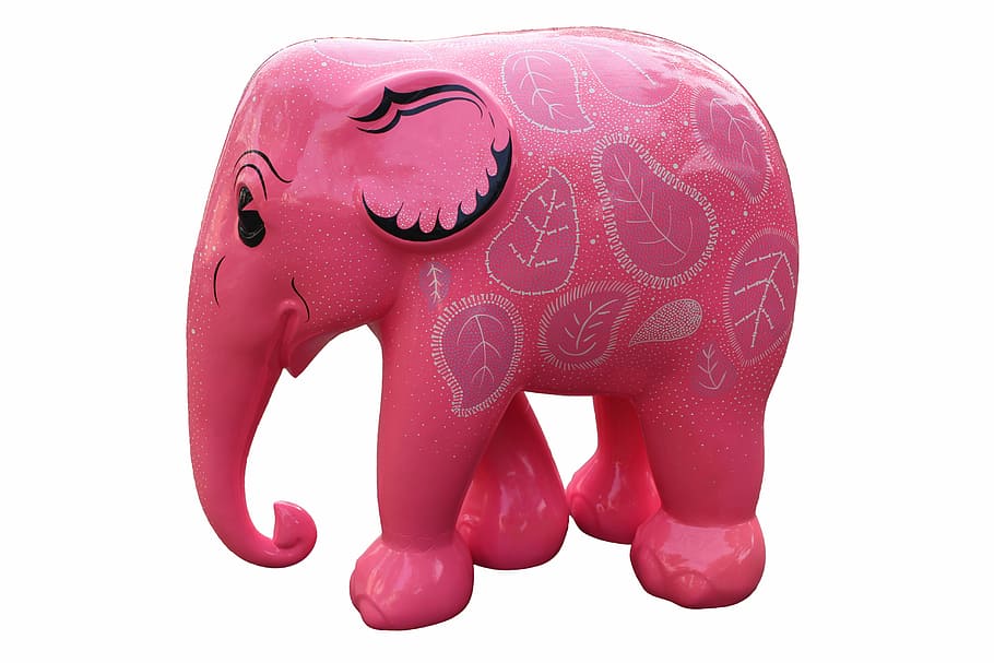 pink and white elephant ceramic figurine, pink elephant, animal