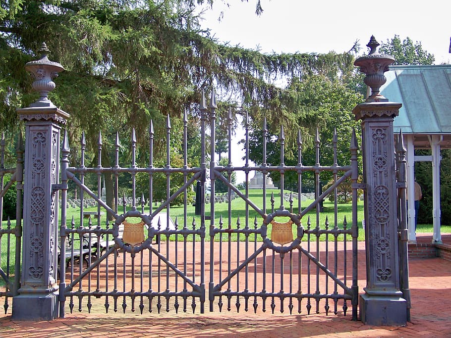 gothic gate, fence, old, metal, architecture, iron, decoration HD wallpaper