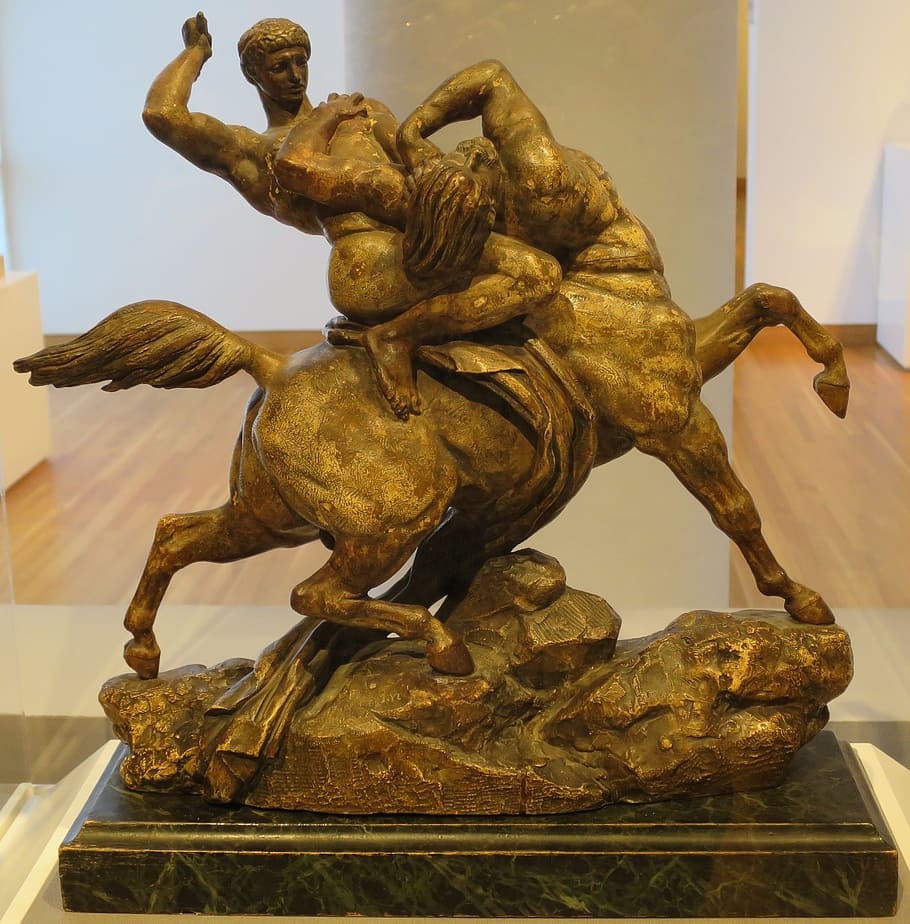 theseus, battling, centaur, antoine, louis, barye, museum, ancient HD wallpaper