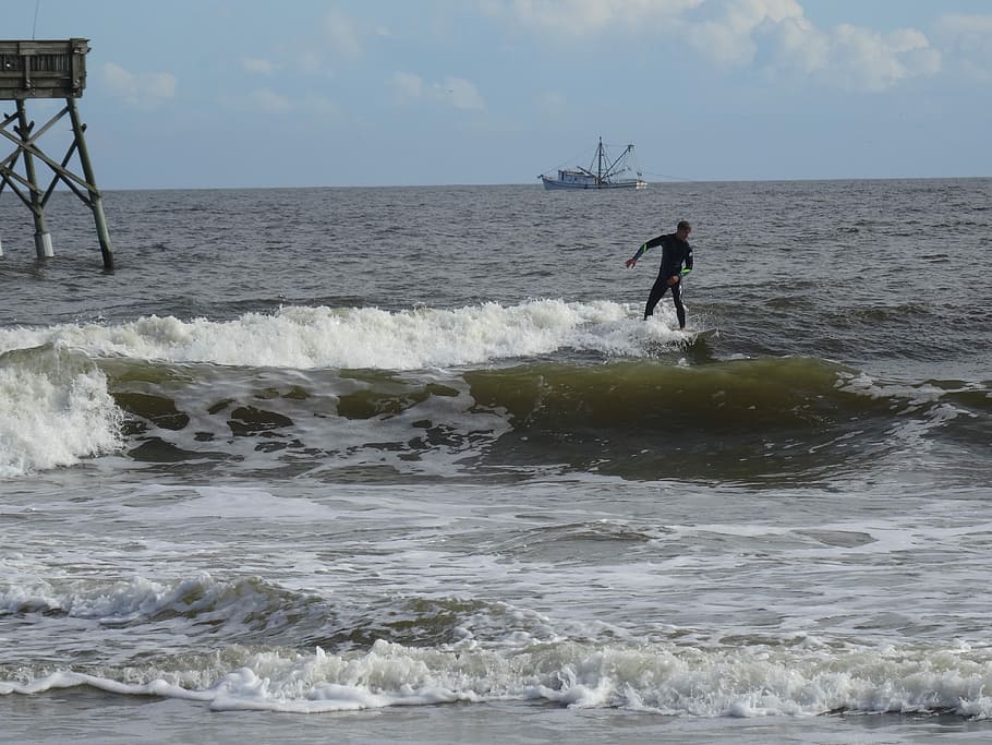 Surf, Surfer, Sea, Ocean, Waves, Sports, surfboard, golf, balance HD wallpaper