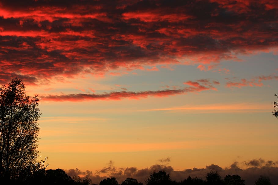 sunset, afterglow, bright, sky, picturesque, calming, colorful HD wallpaper