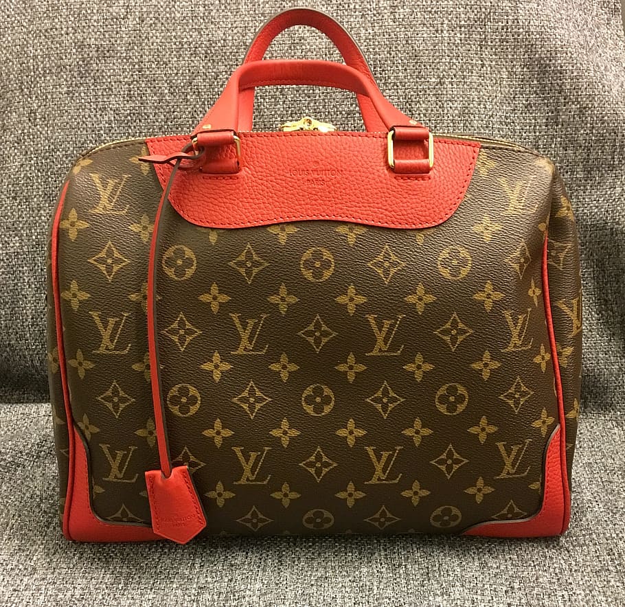 Handbag, Vuitton, Monogram, purse, suitcase, no people, fashion, HD wallpaper