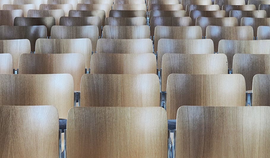 brown chairs, Rows, Seat, Indoor, seating, audience, church, congregation