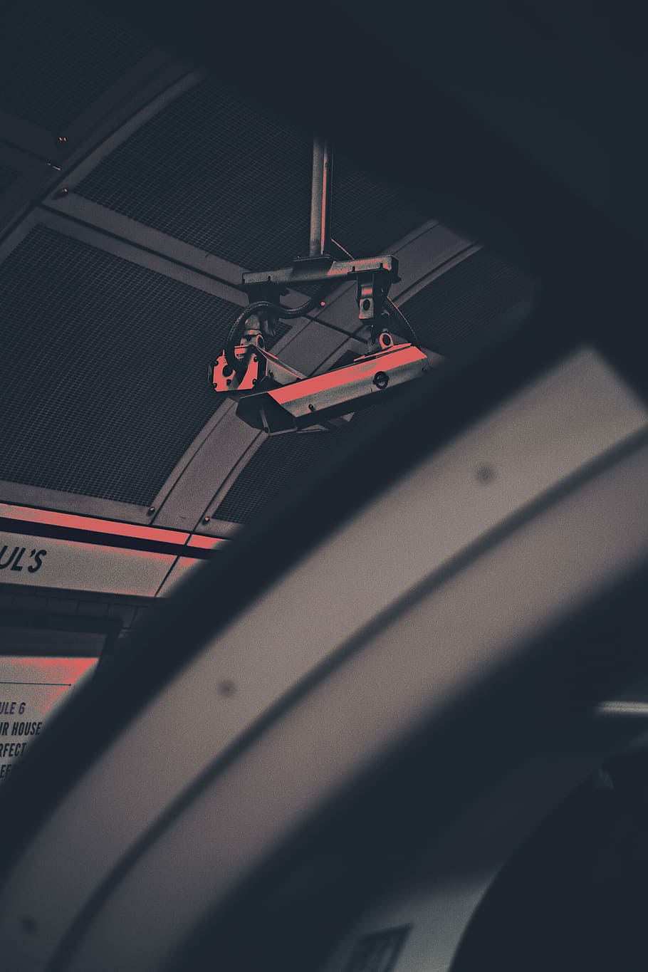 photography of black and red security camera, black hanging spotlight HD wallpaper