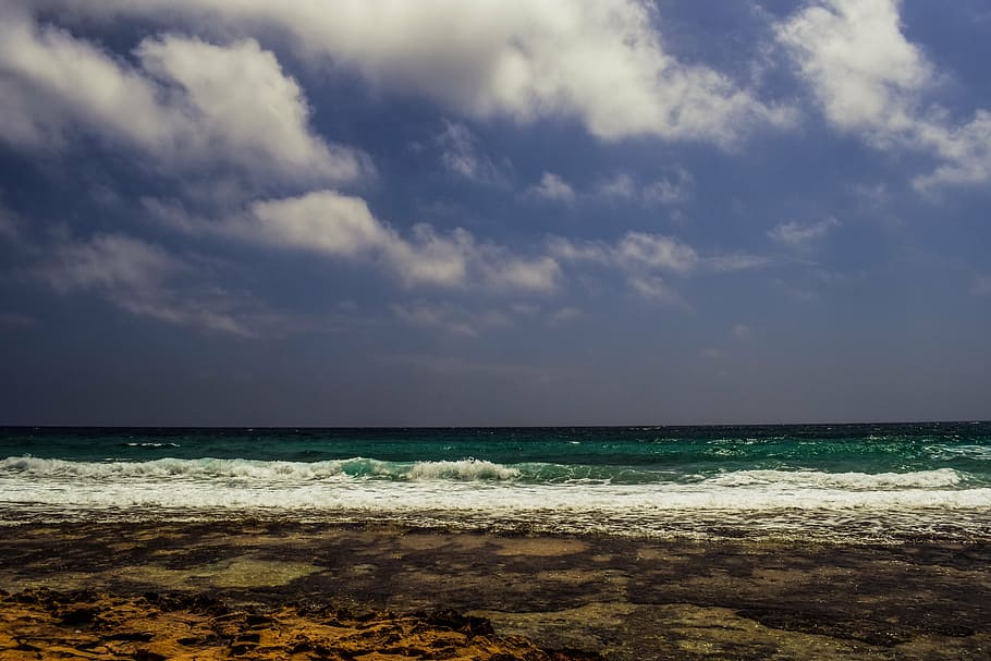 sea, coast, sky, clouds, waves, nature, cloudy, weather, scenery HD wallpaper