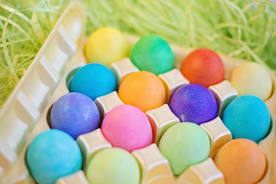 assorted-color bath bombs, easter eggs, colorful, pastels, holiday HD wallpaper