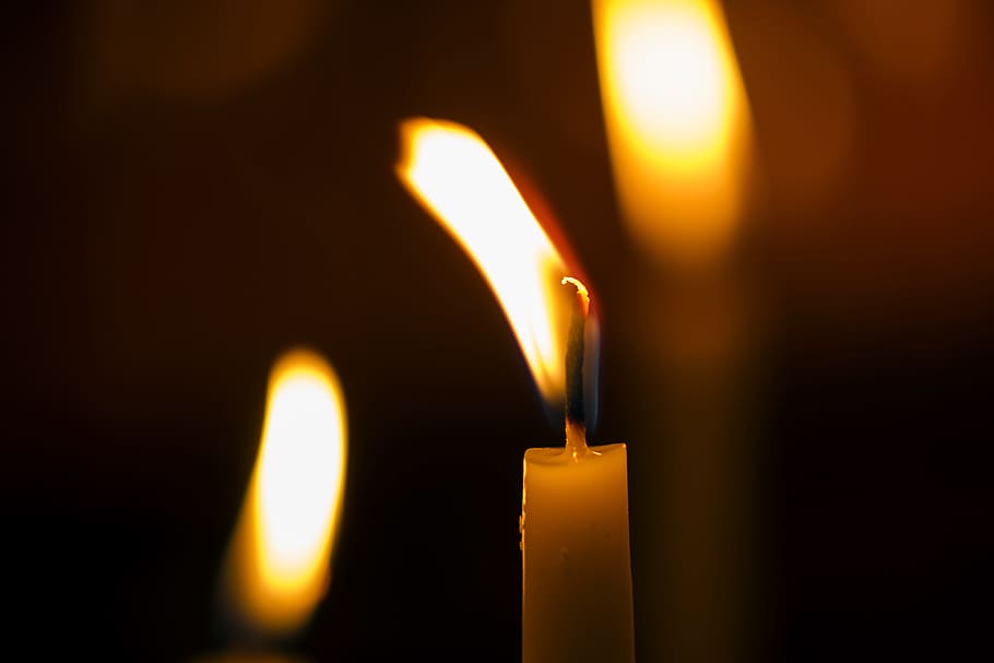 Candle, Light, Sin, Night, Burn, hell, yellow, photography HD wallpaper
