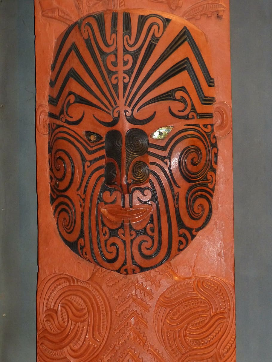 maori, rotorua, mask, new zealand, north island, art, wood, HD wallpaper