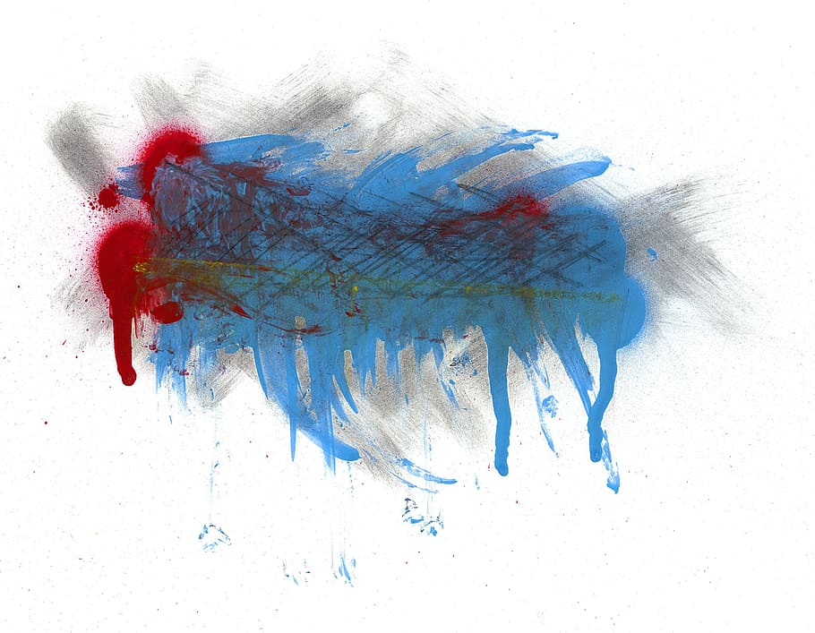 abstrak, art, white background, colorful, blue, paint, red HD wallpaper