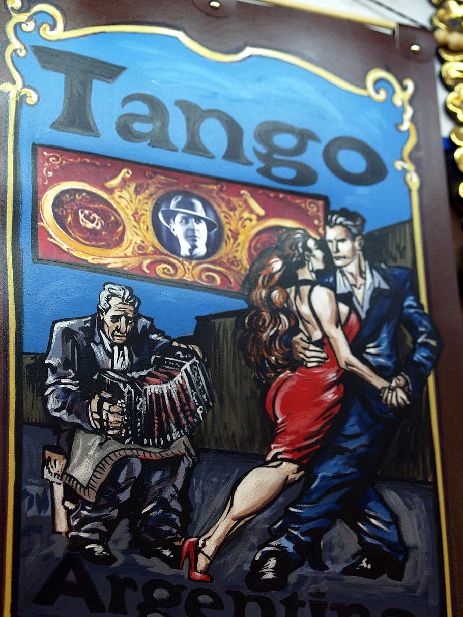 painting of couple dancing, painted, argentina, advertisement HD wallpaper