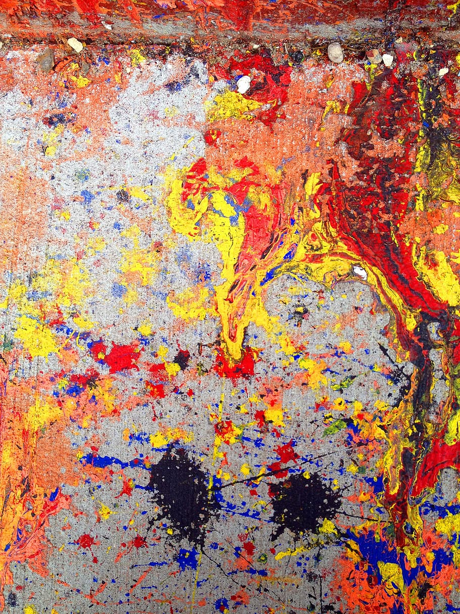 multicolored abstract painting, gray, blue, background, nyc HD wallpaper