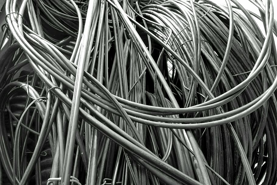 gray scale photography of coated cable, wire, cables, flexible HD wallpaper