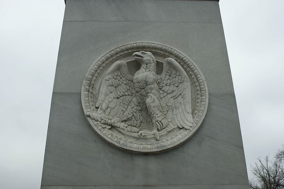 stone carving, eagle, symbol, statue, emblem, architecture HD wallpaper