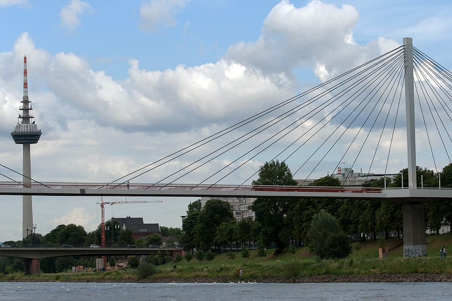mannheim, neckar, bridge, ship, built structure, architecture HD wallpaper