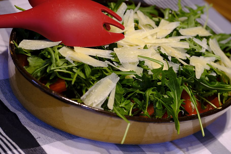 salad, rocket, arugula, parmesan, parmigiano, tomatoes, food HD wallpaper